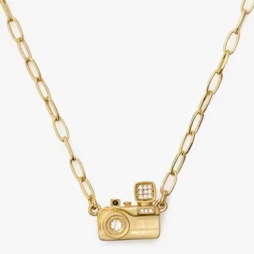 Authentic New on card. kate spade Gold Camera Charm Necklace